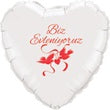 Türkischer Hochzeitsballon Herz weiß Biz evleniyoruz! Folienballon 45cm 18"