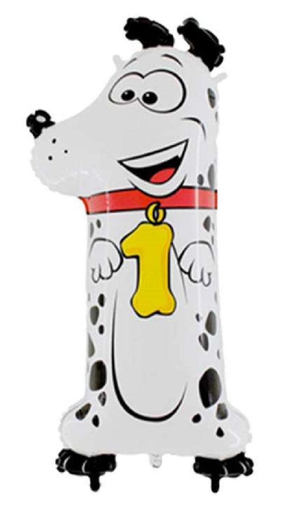 Tierische Zahlen 1 Hund Folienballon - 101cm 40"