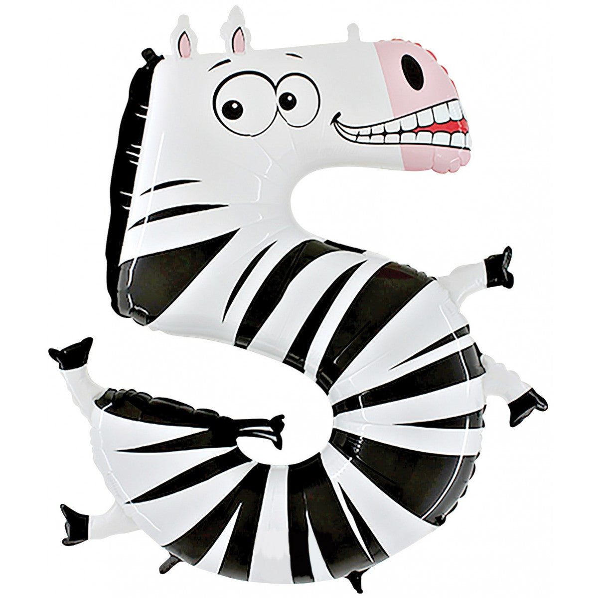 Tierische Zahlen 5 Zebra Folienballon - 101cm 40"