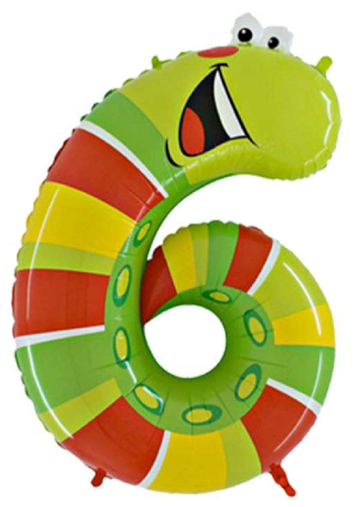 Tierische Zahlen 6 Raupe Folienballon - 101cm 40"