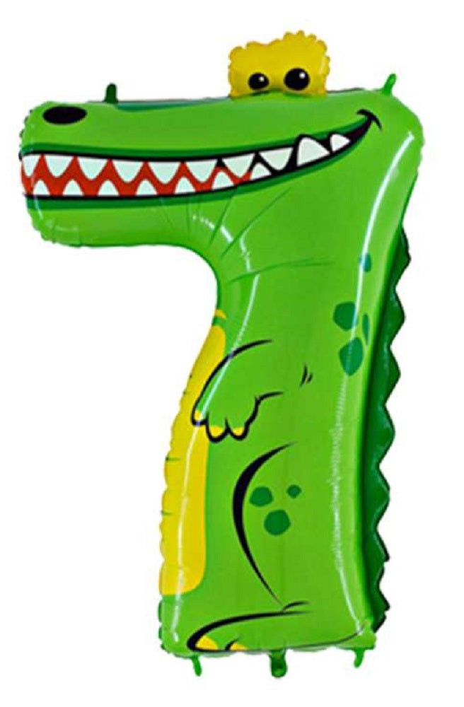 Tierische Zahlen 7 Krokodil Folienballon - 101cm 40"