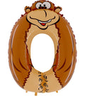 Tierische Zahlen 0 Affe Folienballon - 101cm 40''