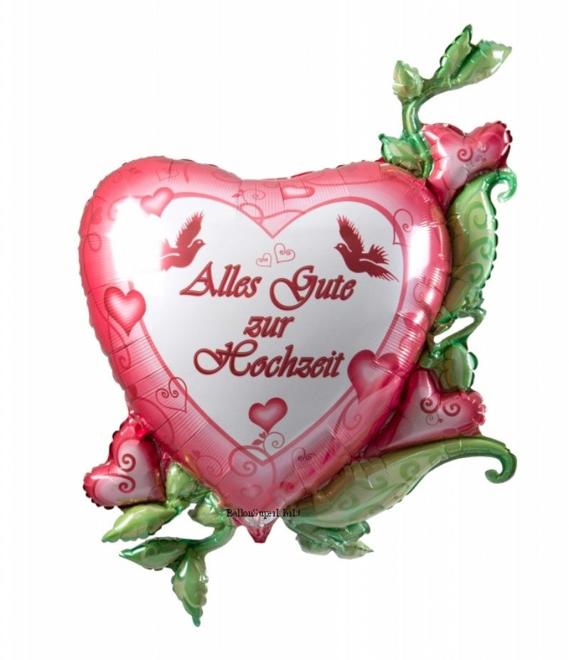 Traumhochzeit Herz Alles Gute zur Hochzeit Folienballon - 104cm 41"