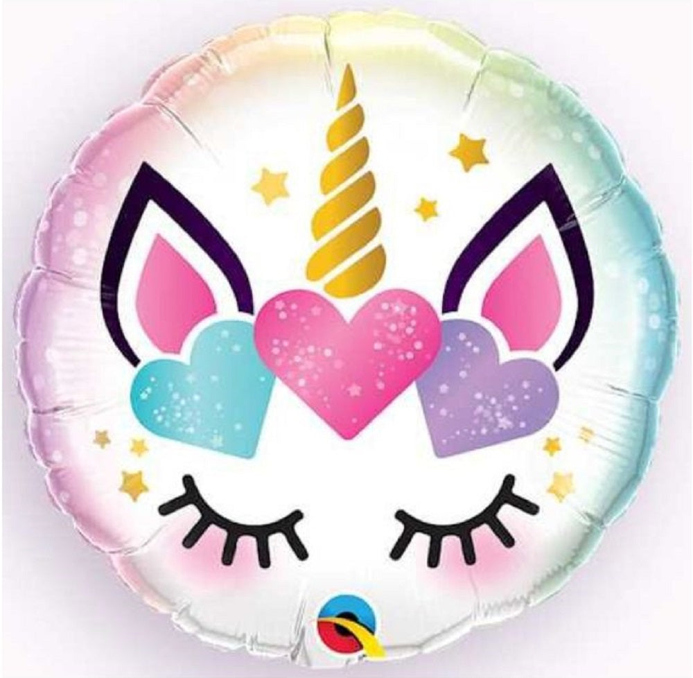 Unicorn Eye Lashes Folienballon 45cm 18 Inch Einhorn mit Winpern