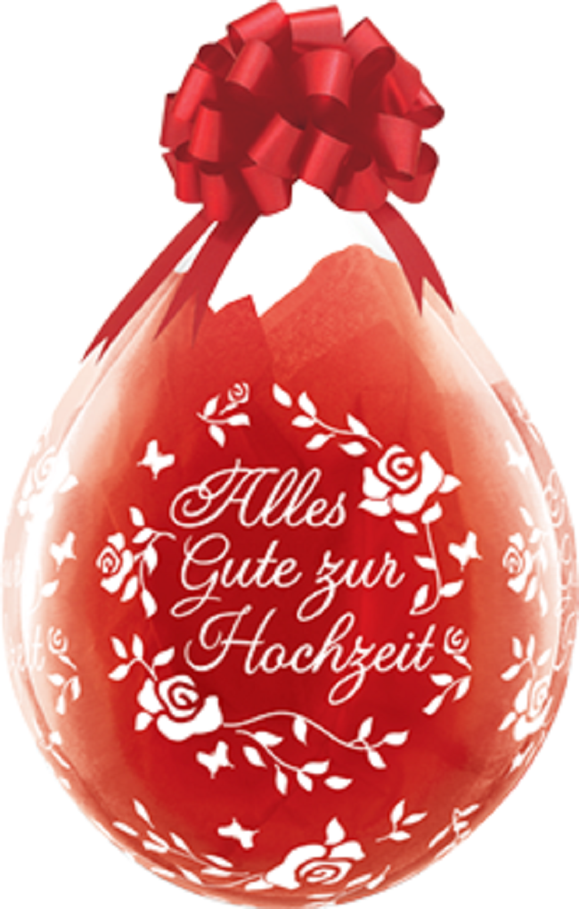 Verpackungsballons Alles Gute zur Hochzeit Rose 45cm 18" Qualatex Stuffer