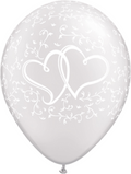 Verschlungene Herzen Hochzeitballons weiß 27,5cm  11" Latex Luftballons Qualatex
