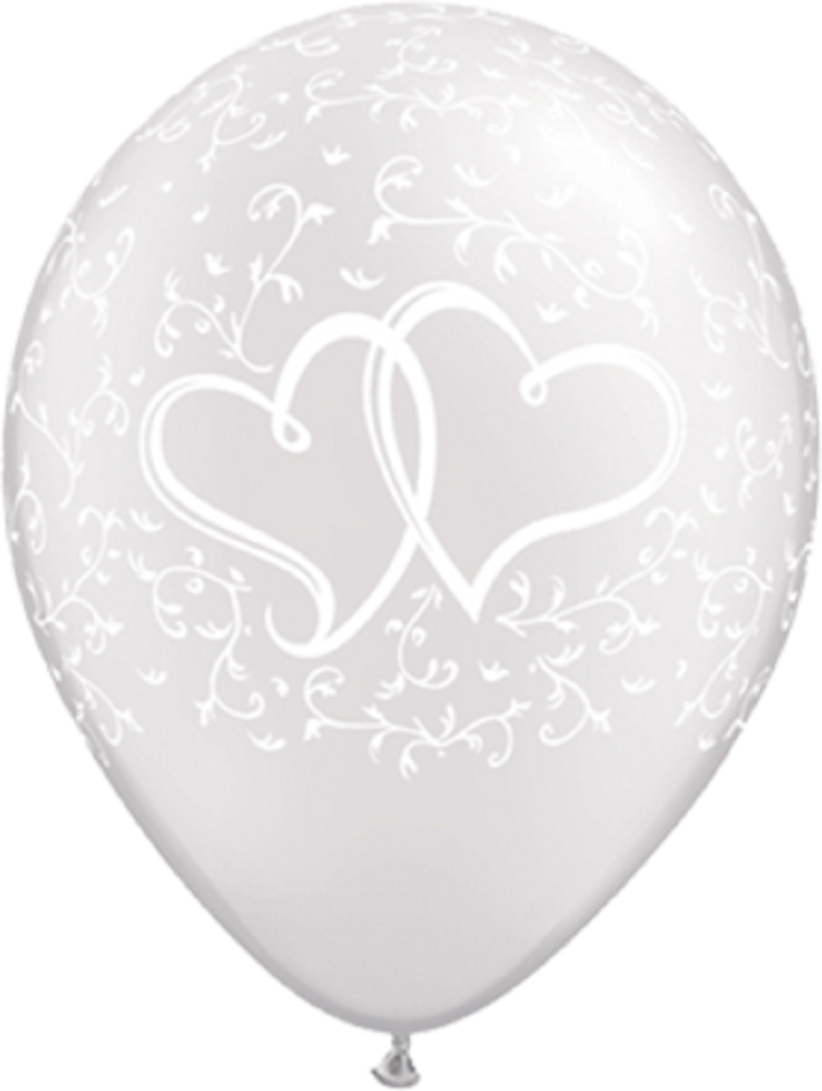 Verschlungene Herzen Hochzeitballons weiß 27,5cm  11" Latex Luftballons Qualatex