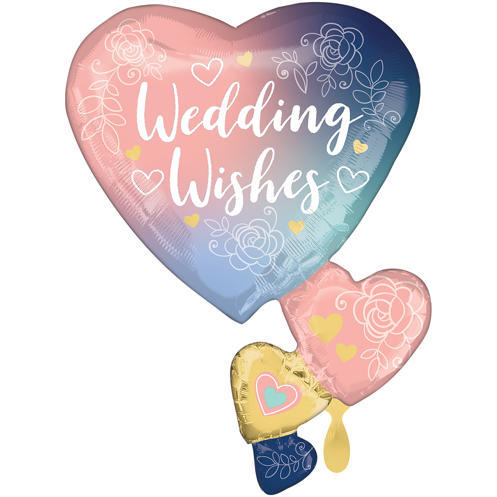 Wedding Wishes Herzen Folienballon 76cm 30"