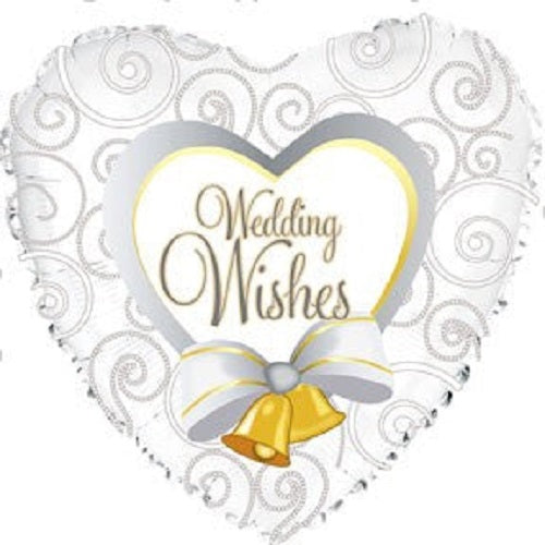 Wedding Wishes Perlen mit Glocken Herz Folienballon 43cm 17 Inch