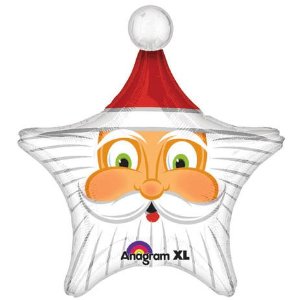 Weihnachtsmann Gesicht Stern Folienballon 74cm 29"