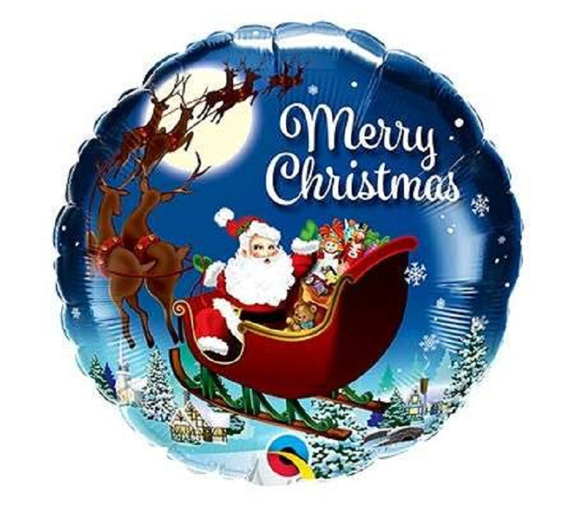 Weihnachtsmann mit Rentierschlitten Folienballon 46cm 18 Inch