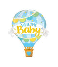 Welcome Baby Heißluftballon Blau Folienballon 107cm 42''