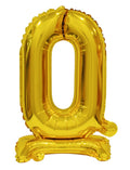 Zahl 0 mit Standfuß Gold Folienballon 38cm 15"