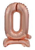 Zahl 0 mit Standfuß Rose Gold Folienballon 38cm 15"