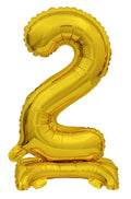 Zahl 2 mit Standfuß Gold Folienballon 38cm 15"
