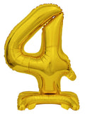 Zahl 4 mit Standfuß Gold Folienballon 38cm 15"