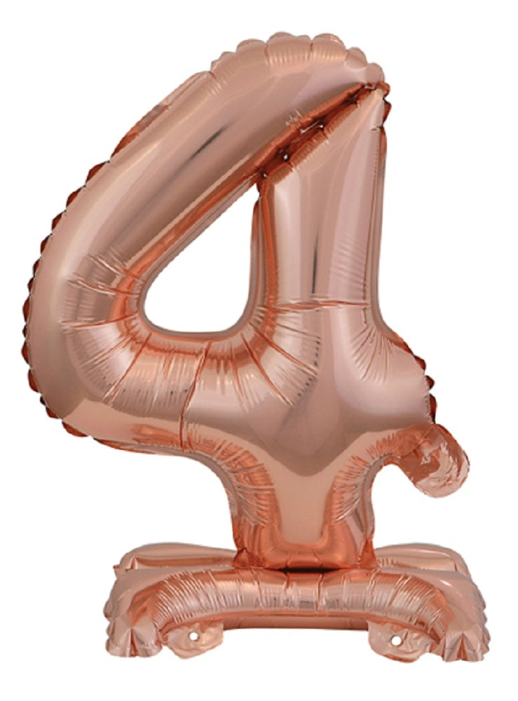 Zahl 4 mit Standfuß Rosegold Folienballon 38cm 15 Inch