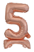 Zahl 5 mit Standfuß Rose Gold Folienballon 38cm 15"