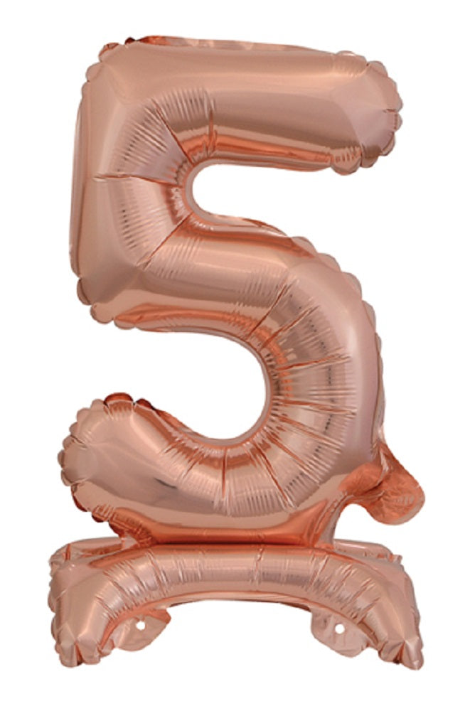 Zahl 5 mit Standfuß Rose Gold Folienballon 38cm 15"