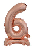 Zahl 6 mit Standfuß Rose Gold Folienballon 38cm 15"