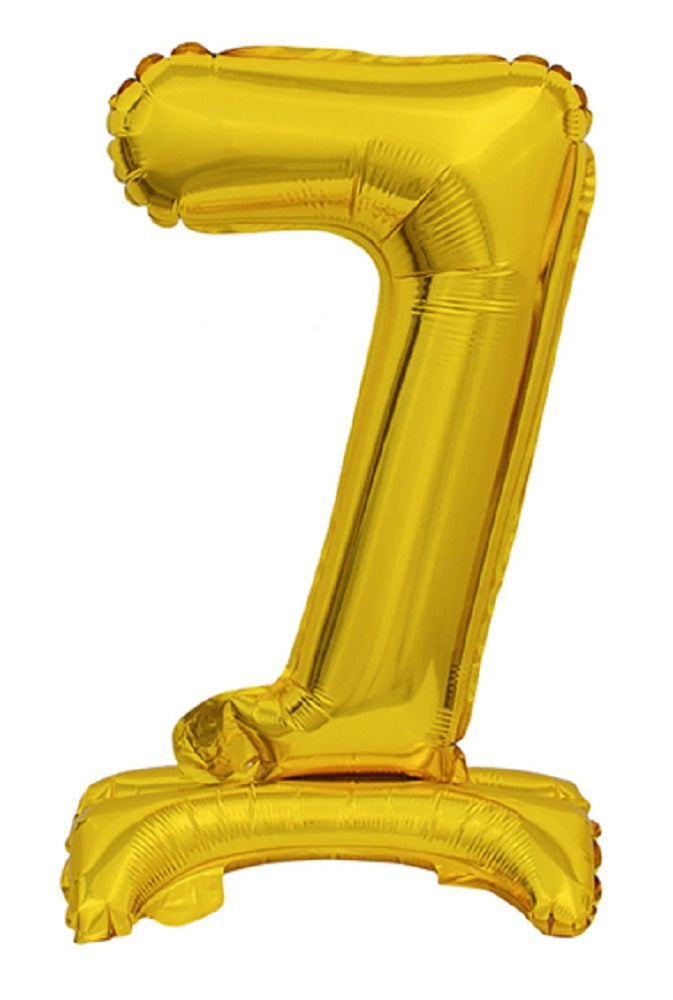 Zahl 7 mit Standfuß Gold Folienballon 38cm 15"