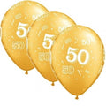 Zahl 50 Gold 27,5cm 11" Qualatex Latex Luftballon