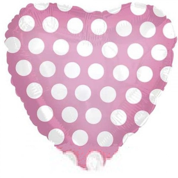 Polka Dots Herz rosa weiß Folienballon 46cm 18"