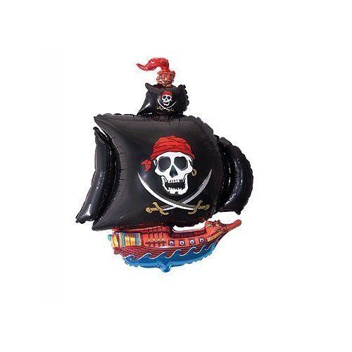 Schwarzes Piratenschiff Folienballon 103cm 40"